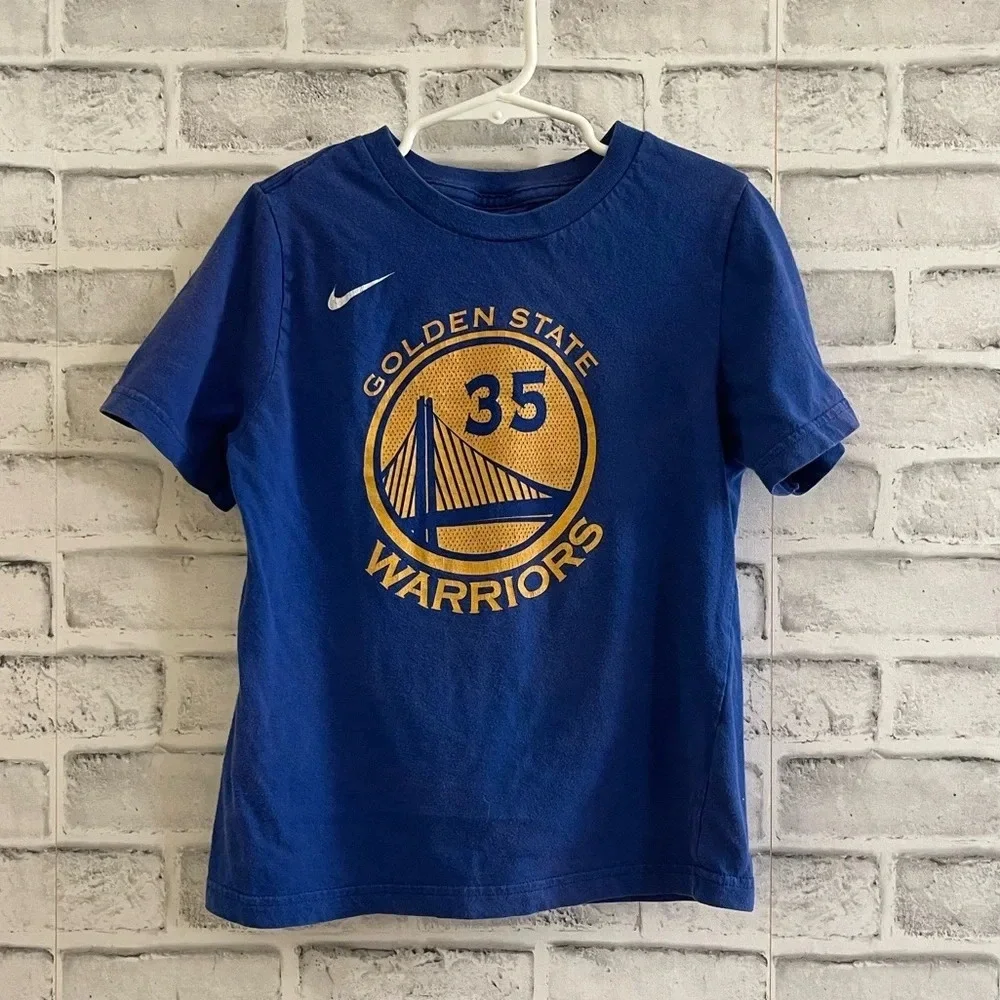Boy’s youth sized Nike Golden State Warriors #35 Durant blue t-shirt L/7